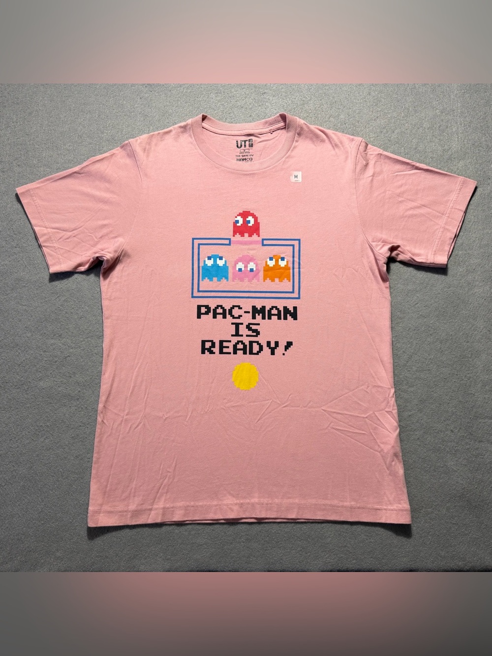 UT Uniqlo Namco Museum Pac-Man Is Ready T-Shirt Men’s Medium Pink Graphic Tee